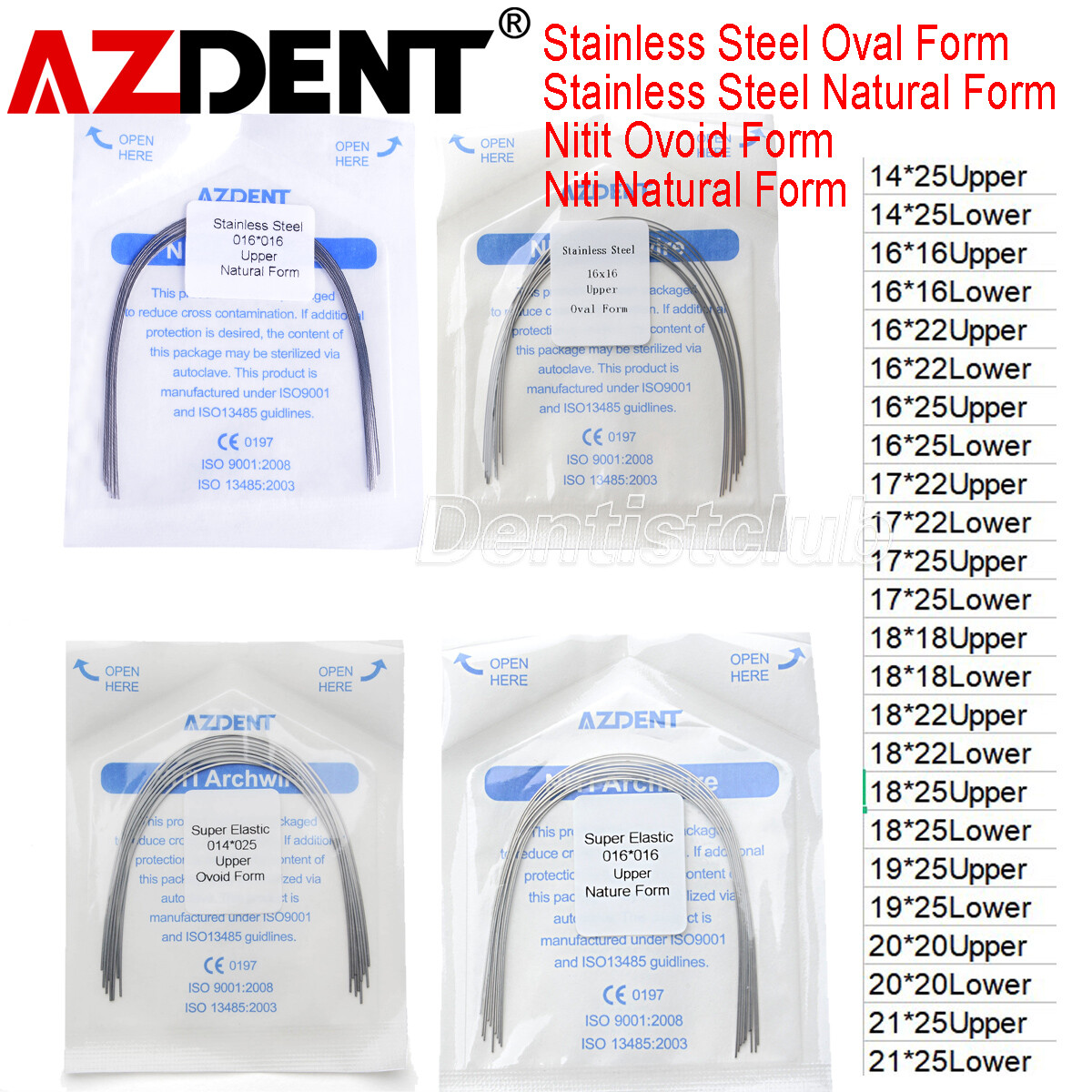 Dental Super Elastic Niti /Stainless Steel Rectangular Arch Wire Ovoid/Nature