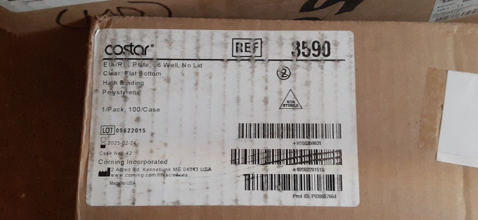 Corning/Costar 96 Well Flat Bottom/no lid/clear (box of 100) 3590