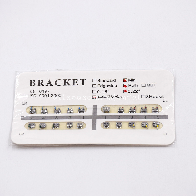 1 Bag Dental Orthodontic Metal Brackets Braces Mini Slot.018/022 No/3 /345 Hooks