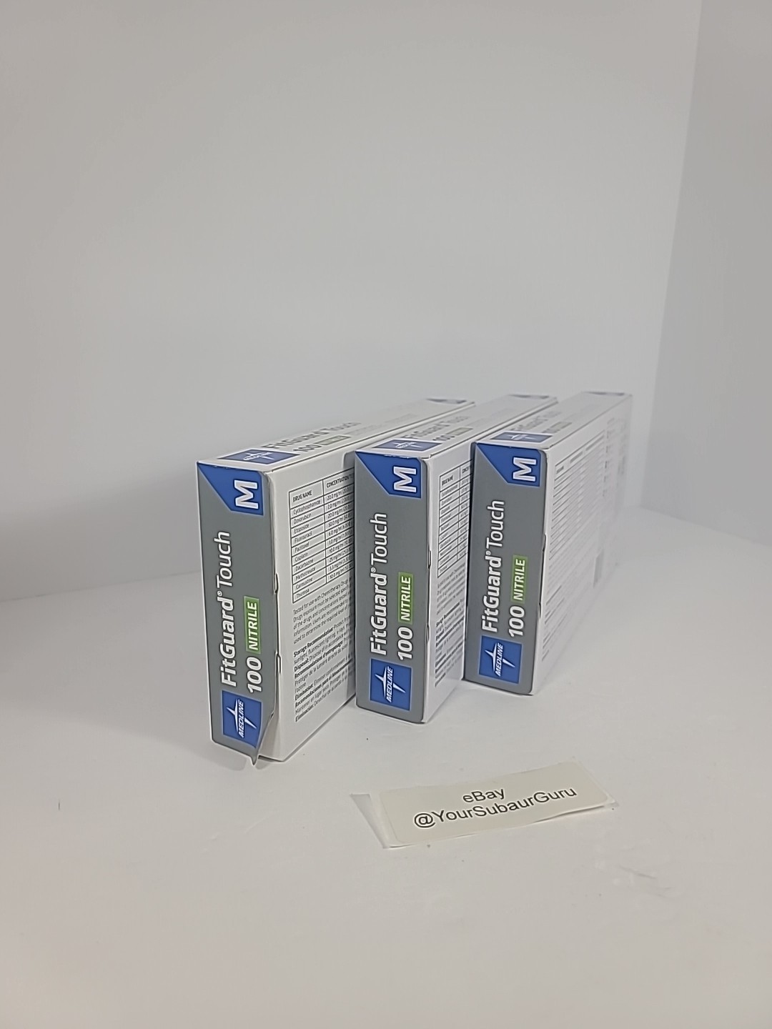 (3) Medline FitGuard (FG100M) Nitrile Exam Gloves, Size Medium, Count – 100ea