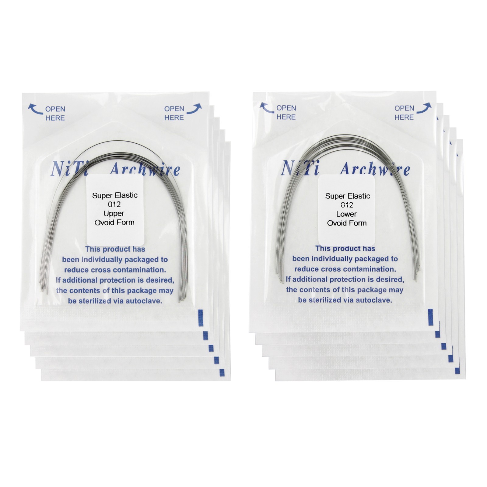 Dental Orthodontic Arch Wires Niti Stainless Steel Ovoid Natural Form 100pcs U/L