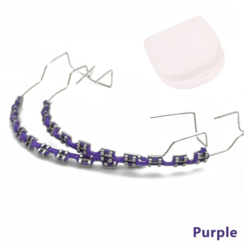 2Pcs Fashion Fake Braces Colorful Brackets for Teeth Temporary Metal Wires Metal