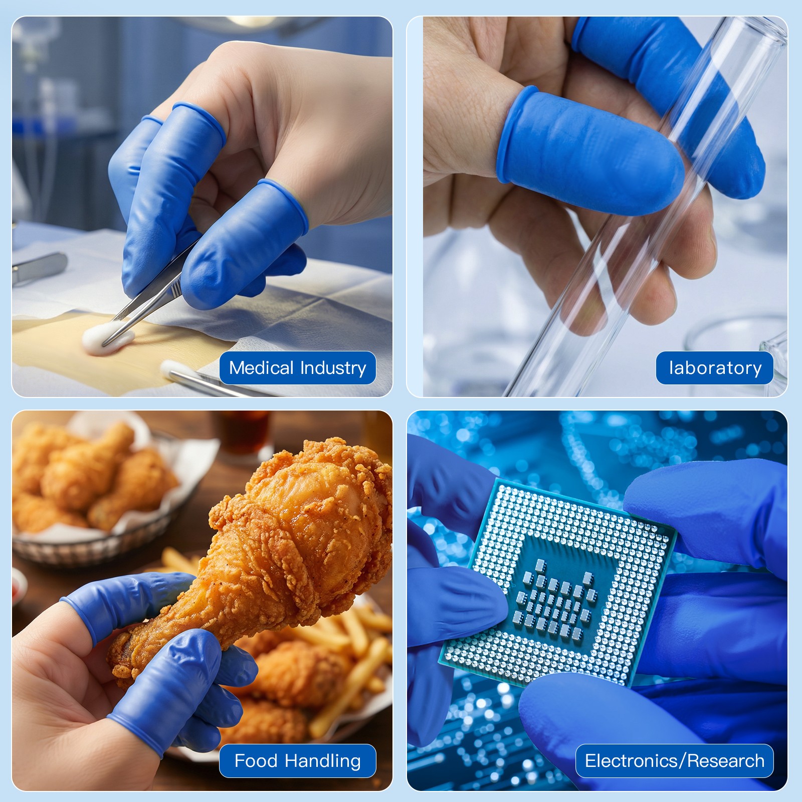 Disposable Nitrile Finger Cots Powder Free M Finger Gloves Protectors 100pcs/box