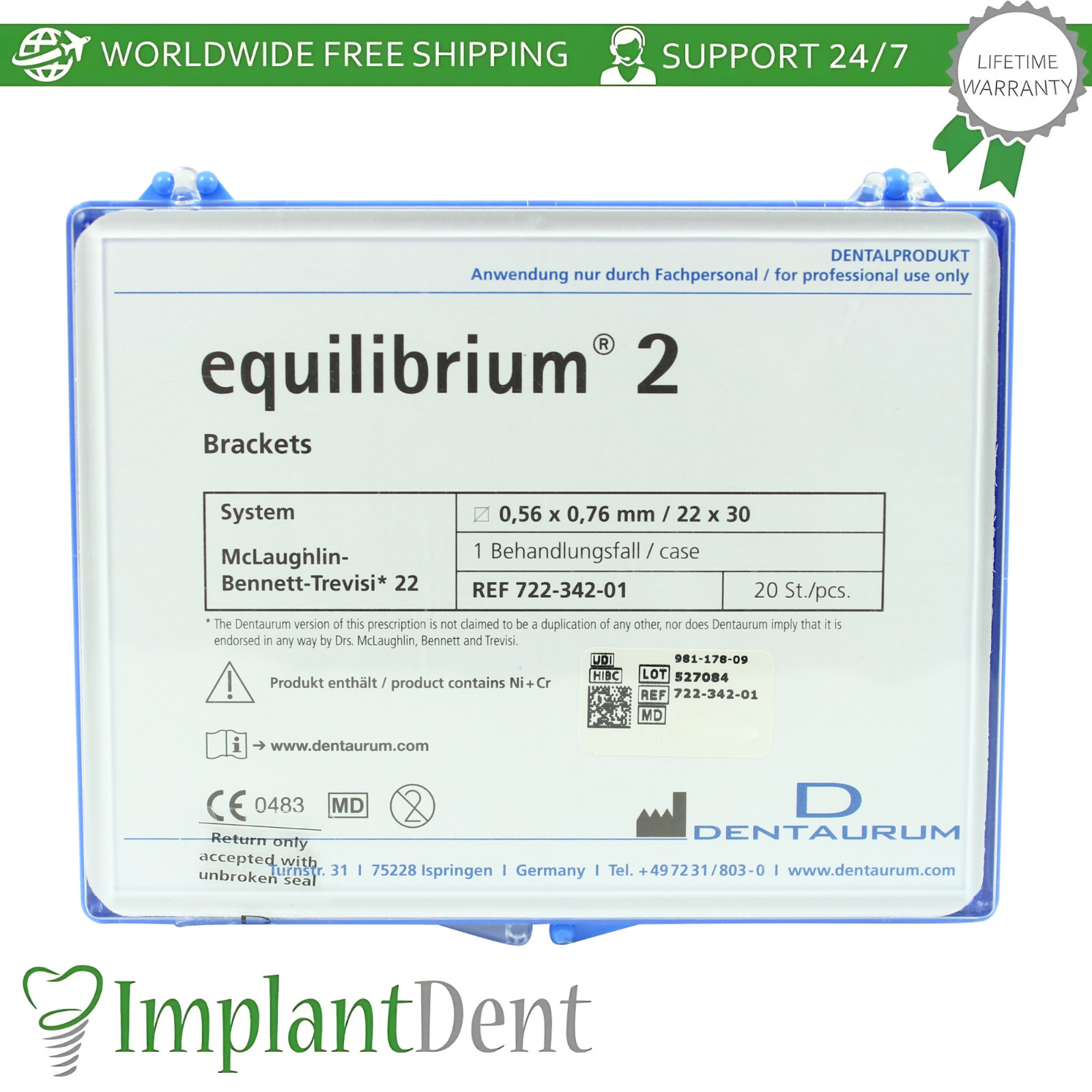 Dental Dentaurum MBT Equilibrium 2 Brackets Kit 20pcs Stainless Steel 0rtho
