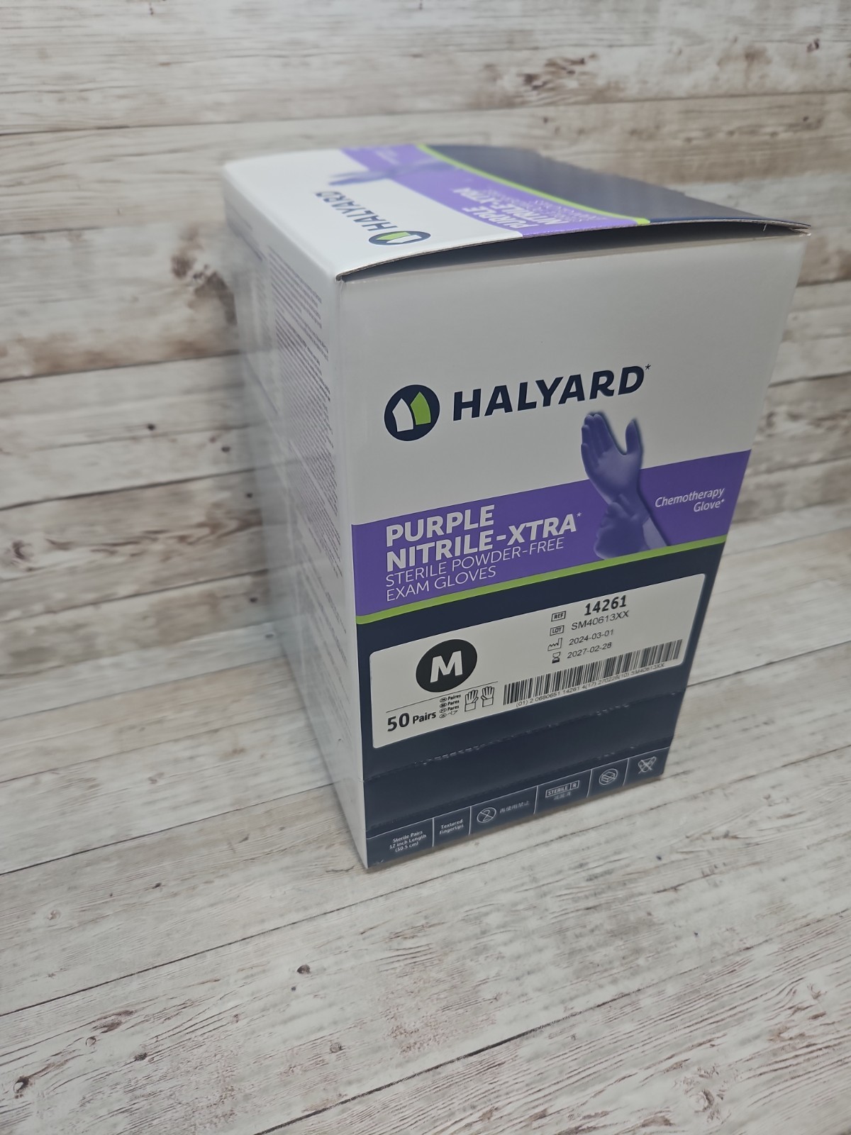 Halyard Purple-XTRA Nitrile Exam Gloves STERILE *1 Box* Size: MEDIUM *Exp: 2/27*