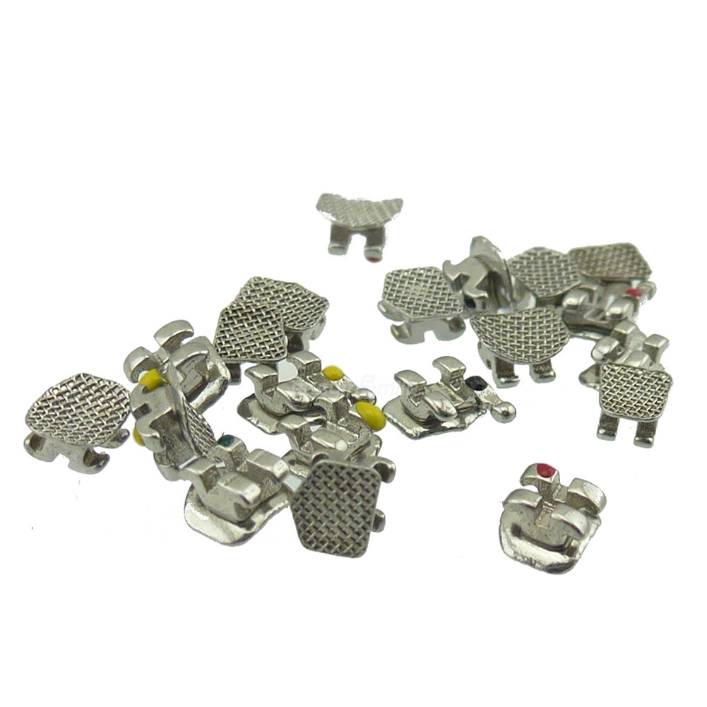 5/100Pk Dental Metal Brackets Orthodontic Mini Braces ROTH/MBT 022/018 Mesh Base