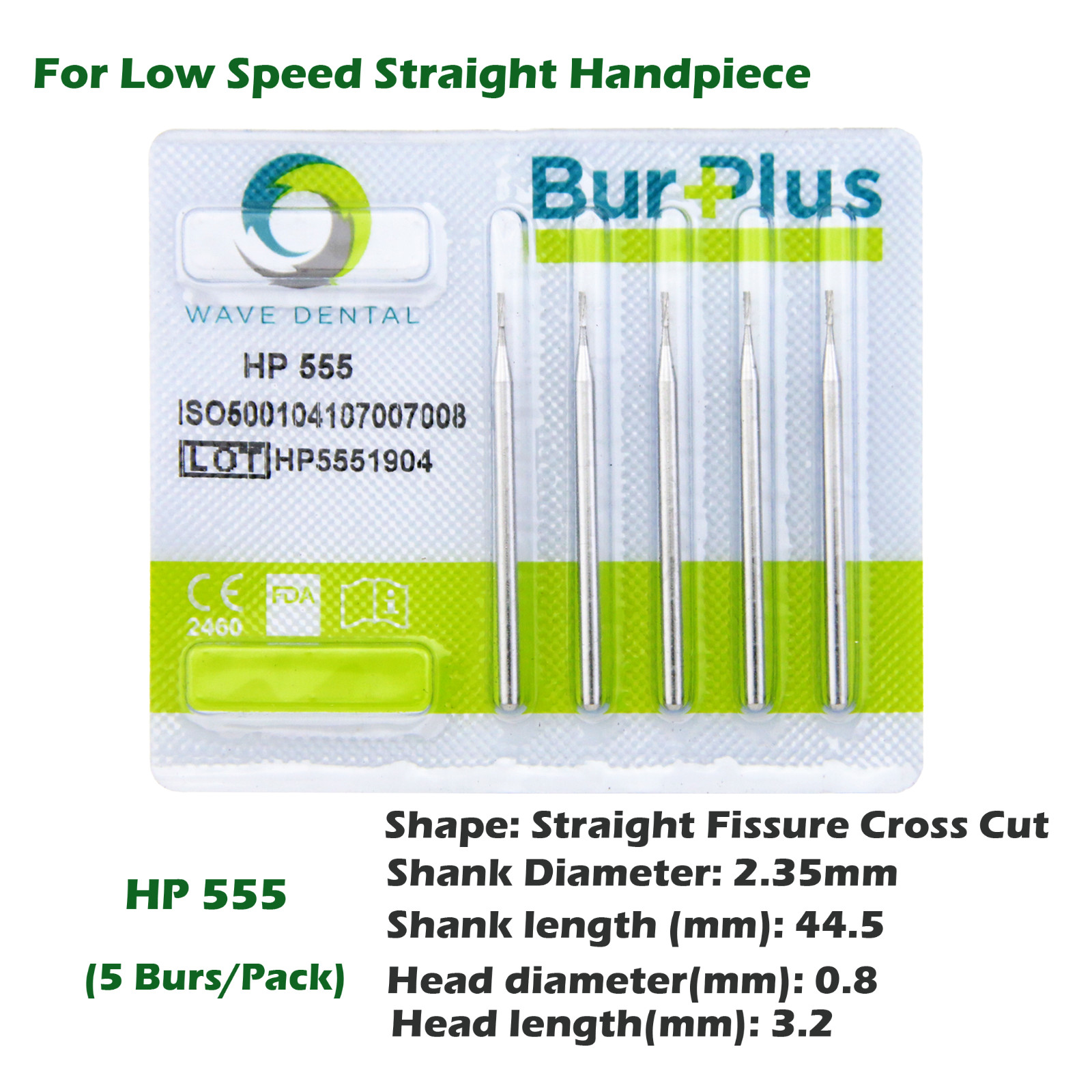 Wave Dental Carbide Bur Straight Handpiece Long Burs HP 555 557 558 559 563
