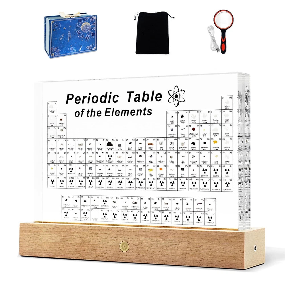 Large Periodic Table of Elements with Real Elements Samples, 8.3 Inch Acrylic…