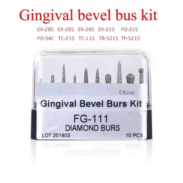 Dental Diamond Burs Gingival Bevel Burs Kit EX-28S TC-21S FO-54C TR-S21S TF-S21S