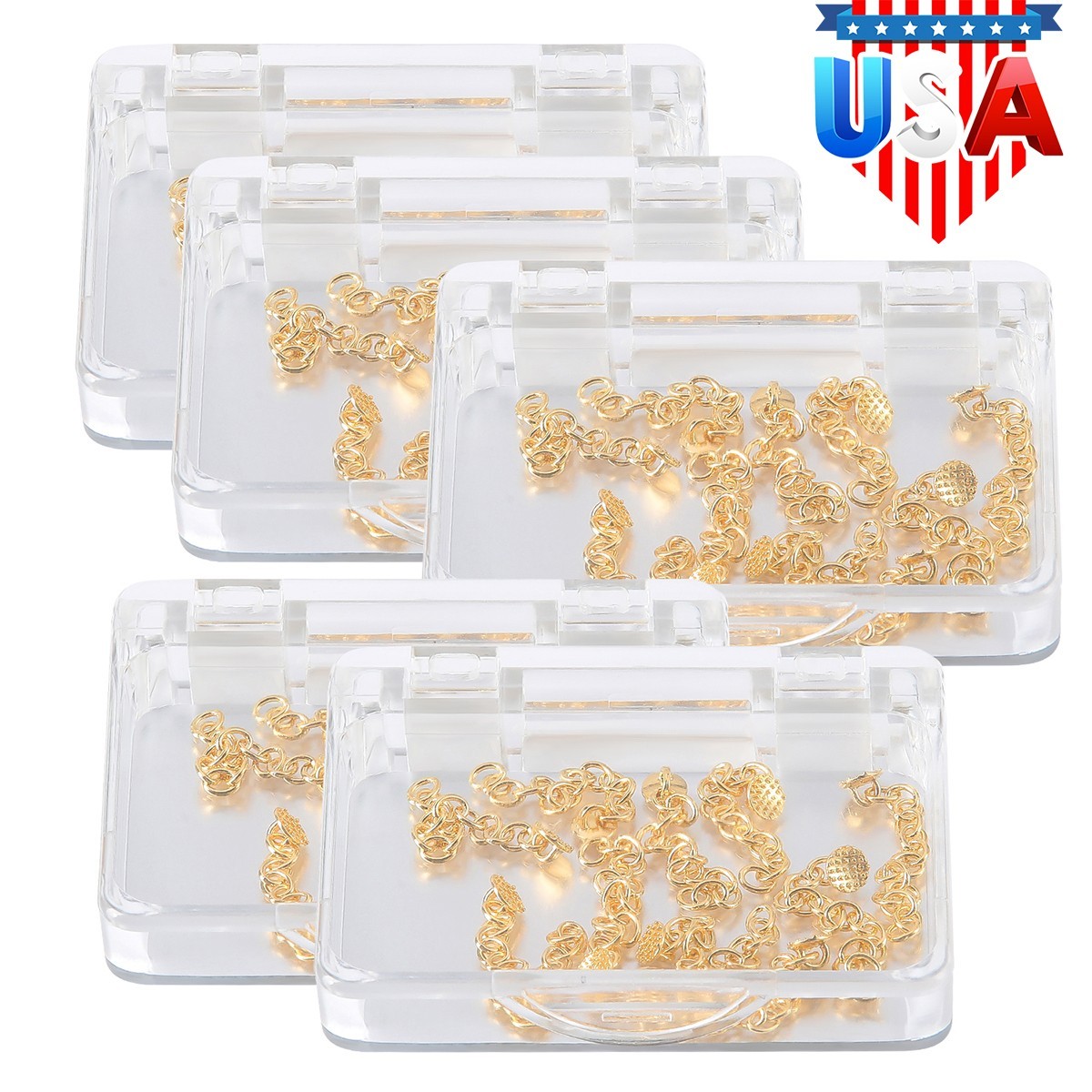 Dental Orthodontic Lingual Button Chain (Gold) Mono Round Mesh Base 10Pcs/Pack
