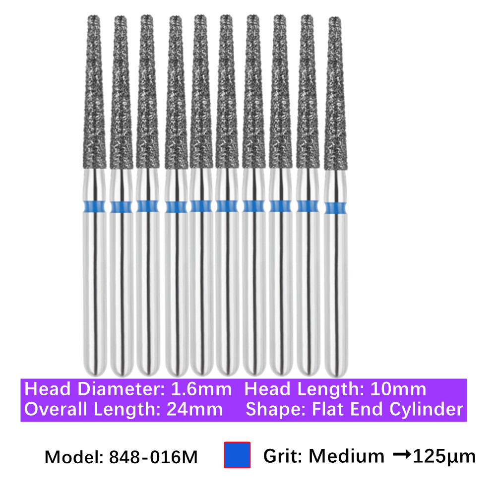 10pc Dental FG High Speed Diamond Burs Flat End Taper Shape Polishing Burs