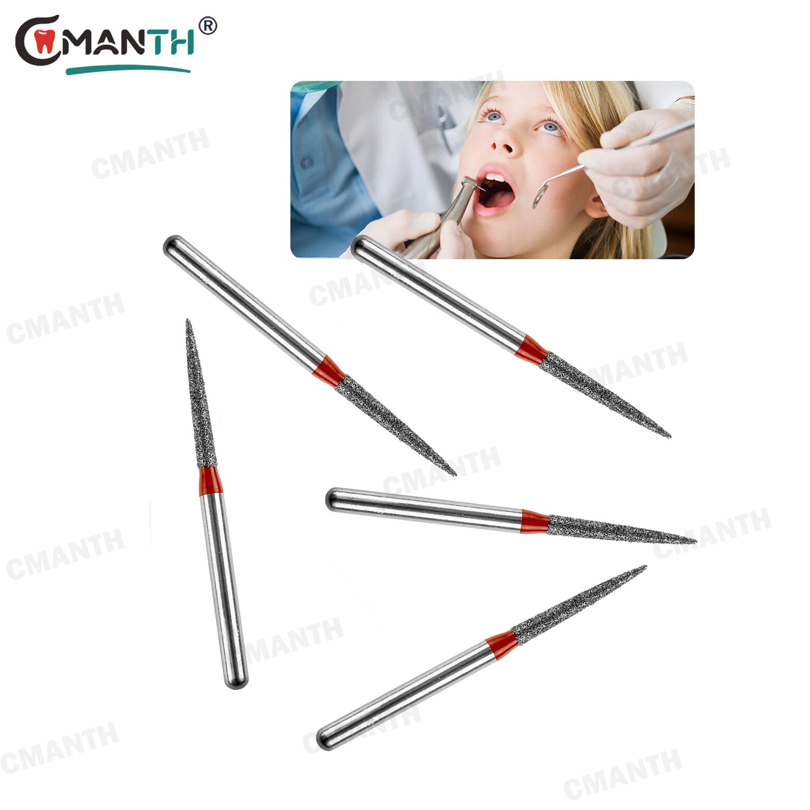 US Dental Diamond Bur Taper Conical Bur Fine Grit FG Polishing High Speed 20PCS
