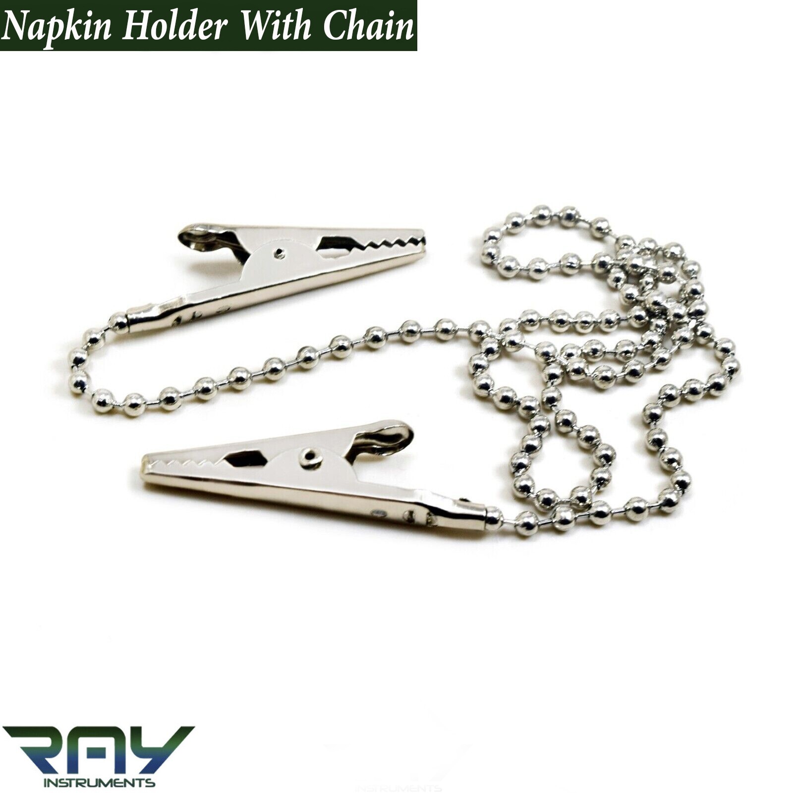 Dental Bib Clips Napkin Holder Flexible Ball Chain With Metal Balls