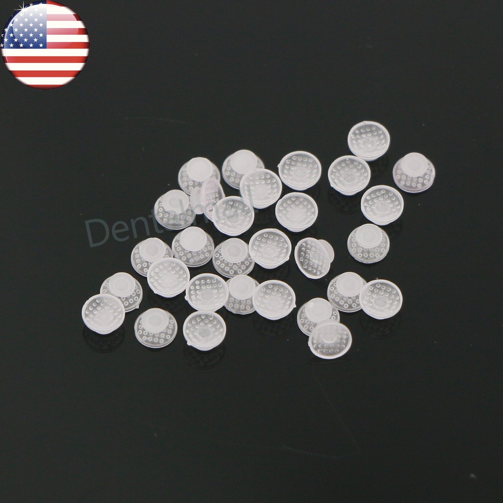 US 100Pcs Dental Orthodontic Ceramic Lingual Button Clear Bondable Mesh Base
