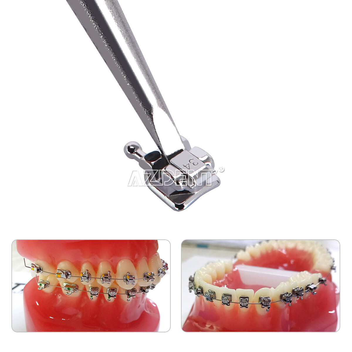 AZDENT Dental Orthodontic Brackets+Buccal Tubes Self Ligating MBT 0.022 345 Hook