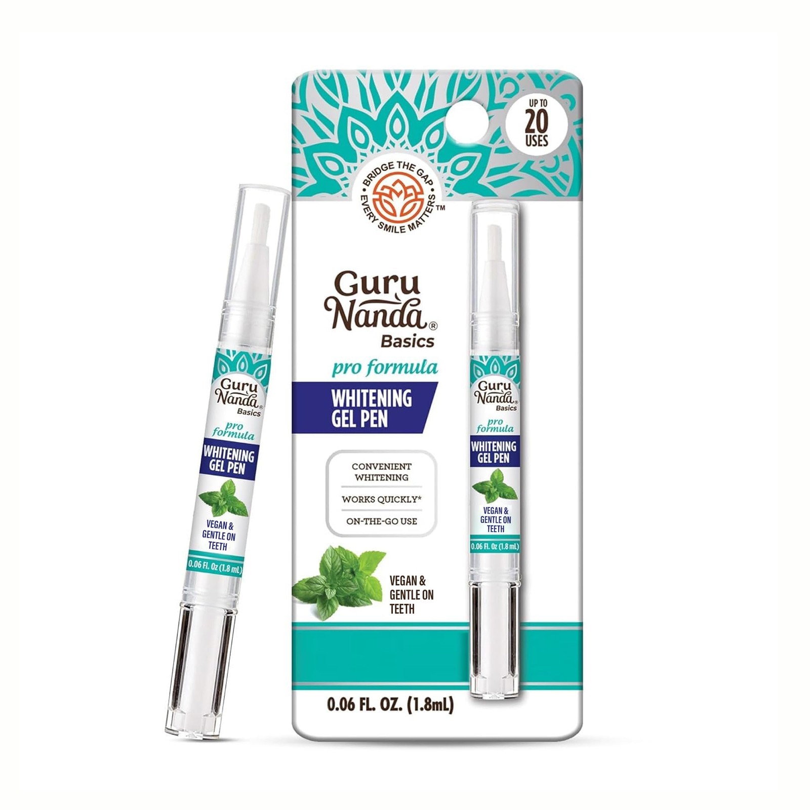 GuruNanda Teeth Whitening Pen,(0.06 fl oz)-20 0.06 Fl Oz (Pack of 1), White