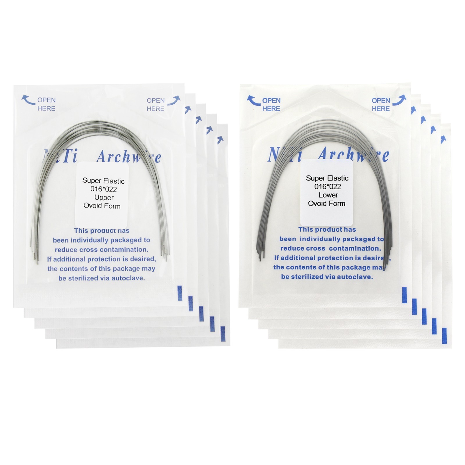Dental Orthodontic Arch Wires Niti Stainless Steel Ovoid Natural Form 100pcs U/L