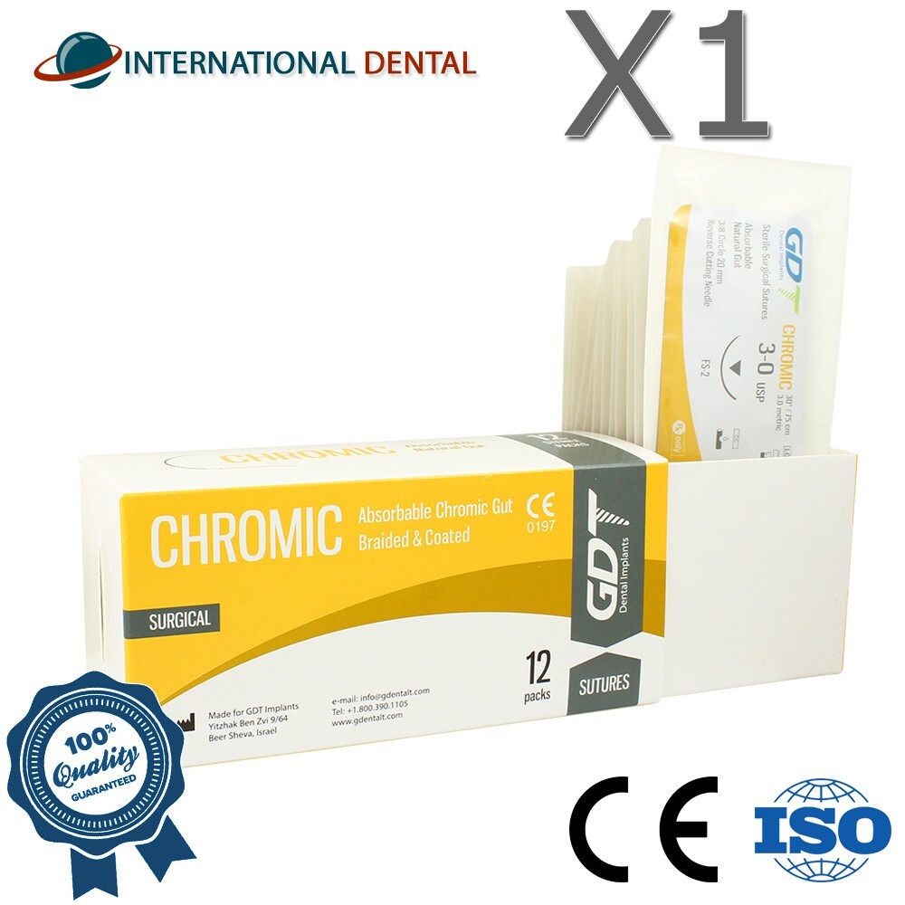 3-0 GDT Braided Chromic Gut Sutures 75cm Coated Abs0rbabl Brown-orange 12pcs