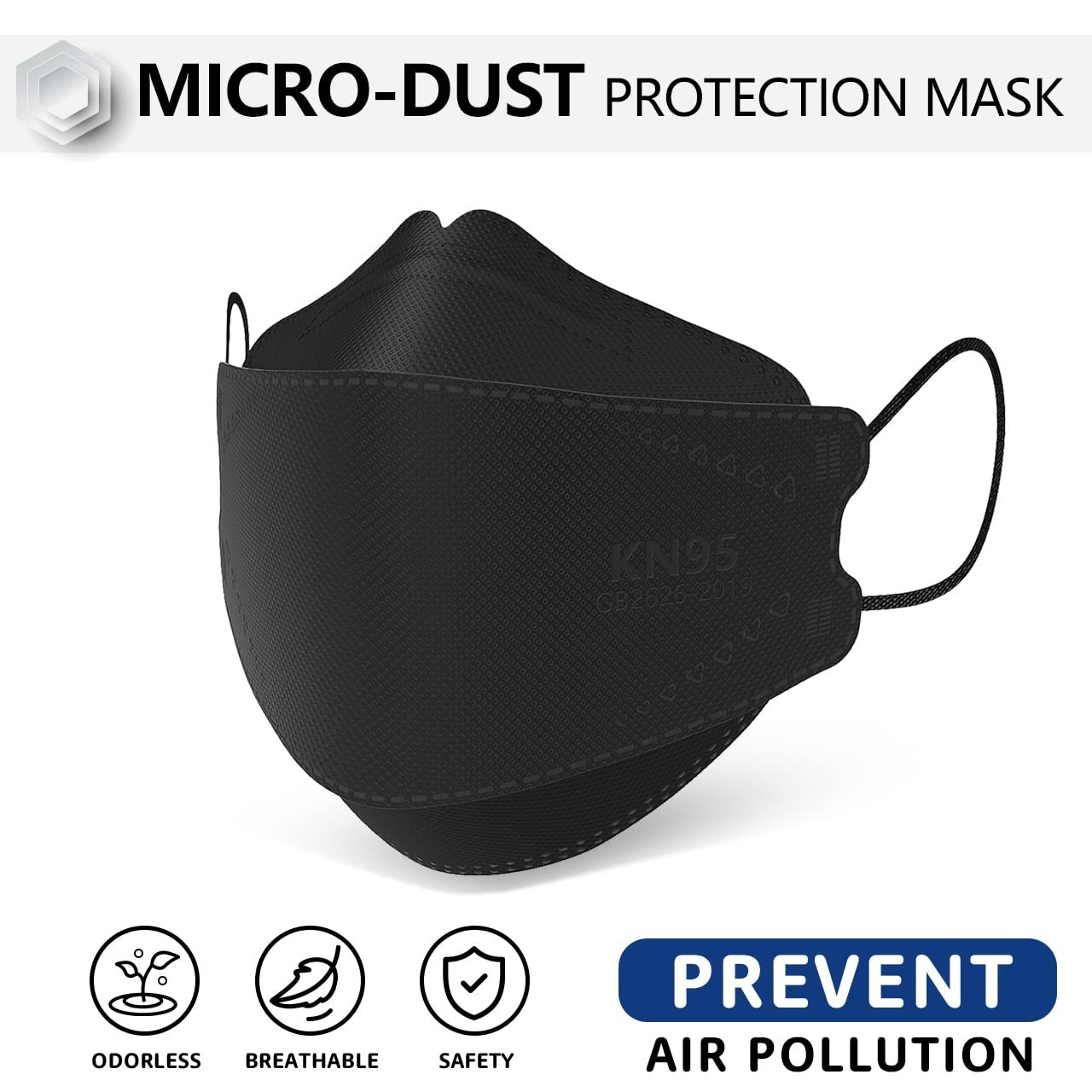 Lightweight KN95 Face Masks 100 Pack Skin Friendly Black for Everyday Protection