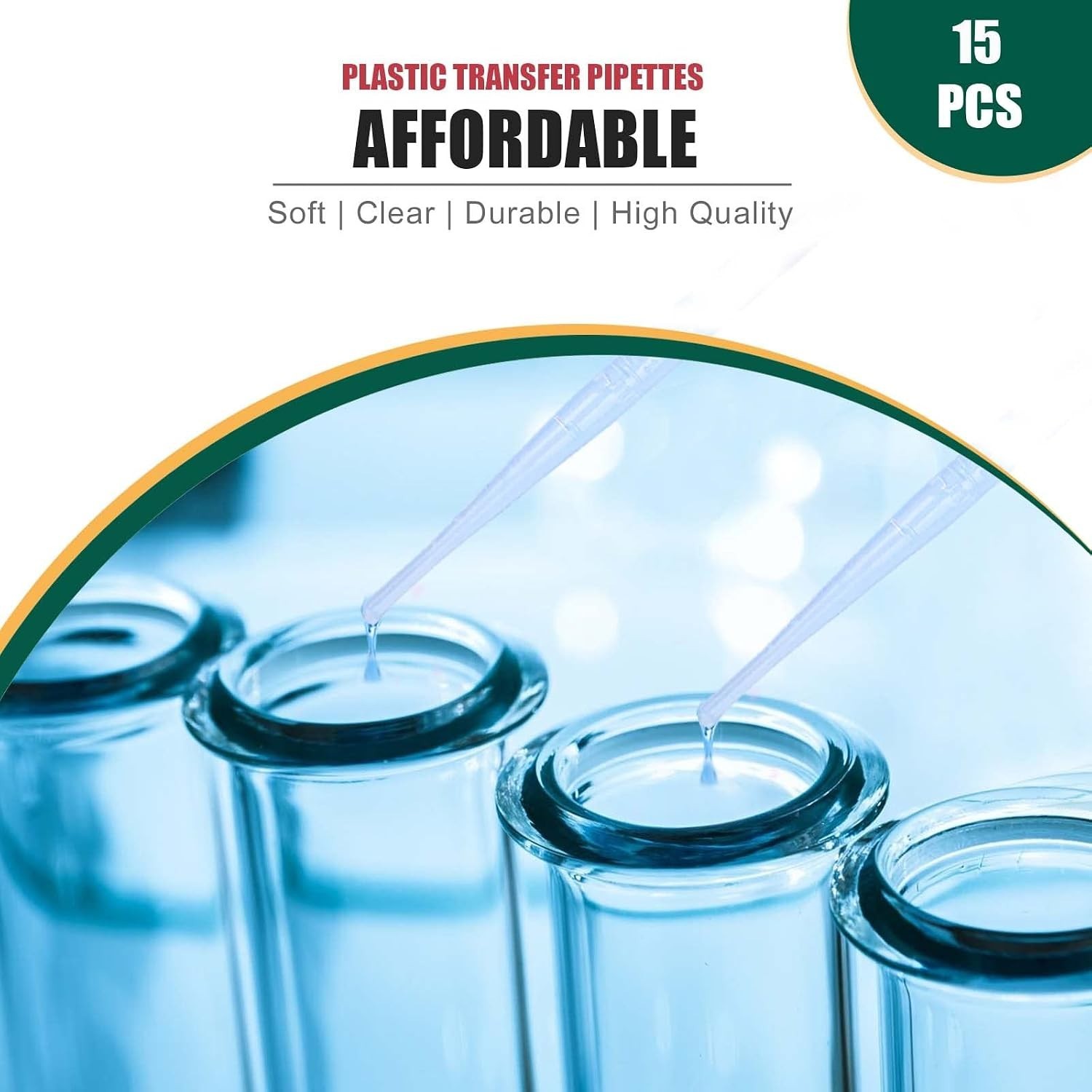 Precision 3ml Disposable Plastic Pipettes – 15 Non-Toxic Droppers for Safe Use