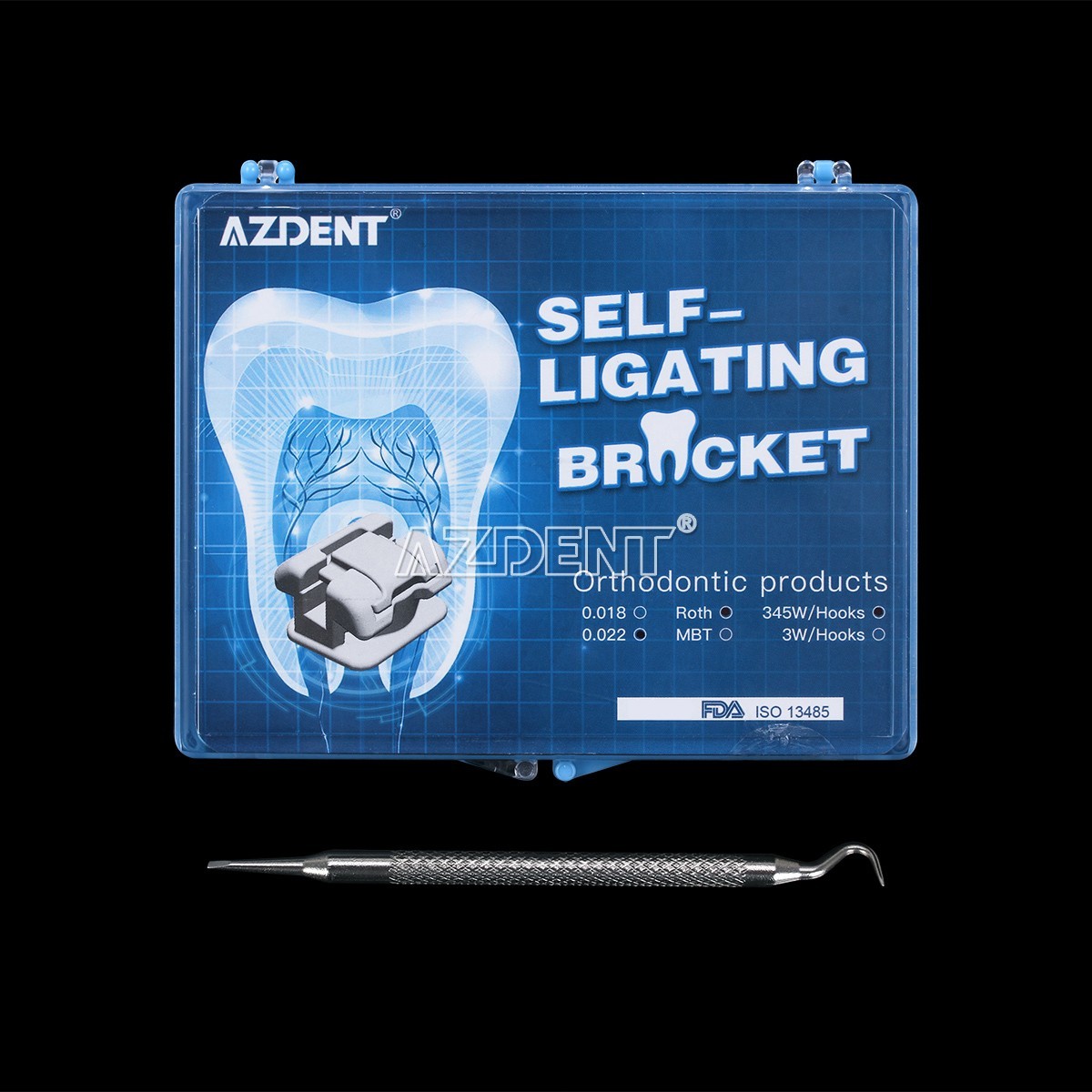 AZDENT Dental Orthodontic Metal Self-Ligating Brackets Roth 0.022″ 345 hooks