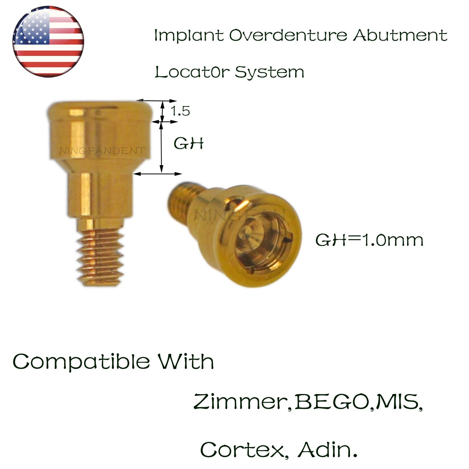 US Overdenture Locator Abutment Male Cap &Tools For Zimmer/BEGO/MIS/Cortex/Adin