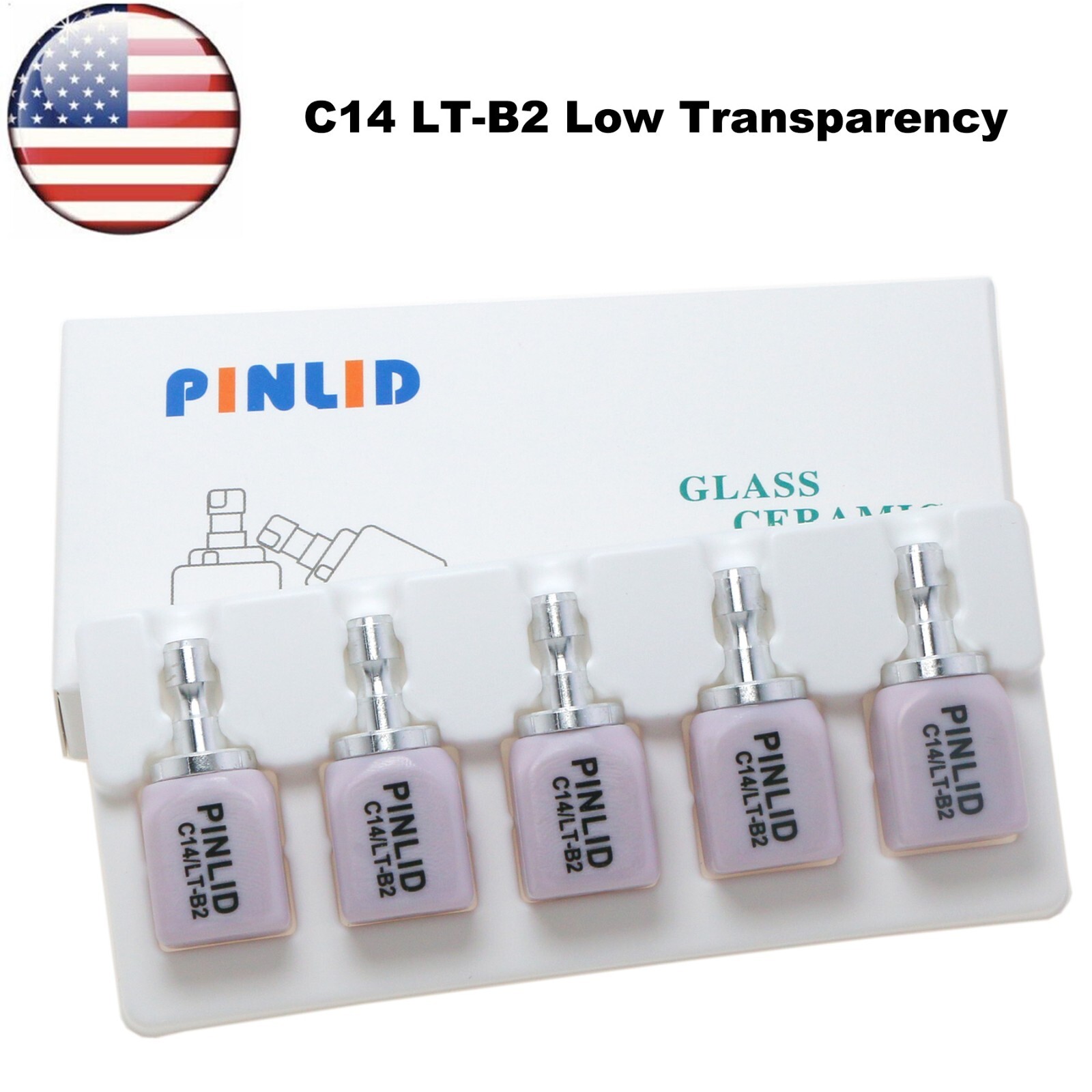 US 5Pcs Dental LT C14 Emax Glass Ceramic Lithium Dislicate Blocks CEREC CAD/CAM