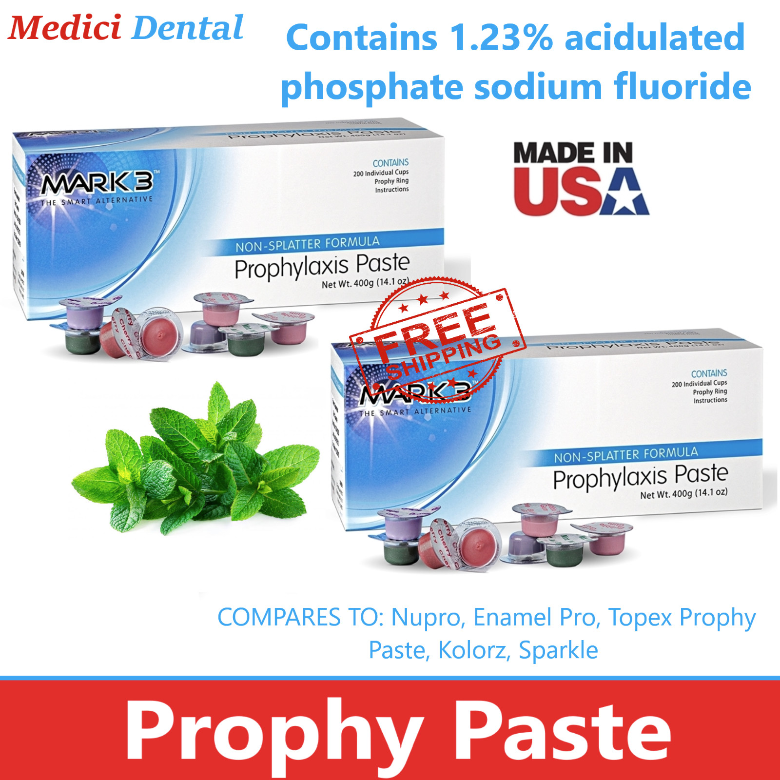 Dental Prophy Paste Enamel Care GLUTEN FREE Superior, Non Splatter, Upto 600/Pk