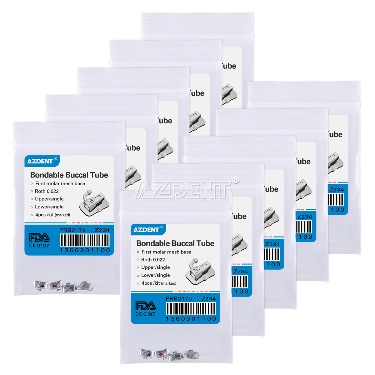 AZDENT Dental Ortho Single Bondable Buccal Tubes 1st/2nd Molar Roth/MBT 022