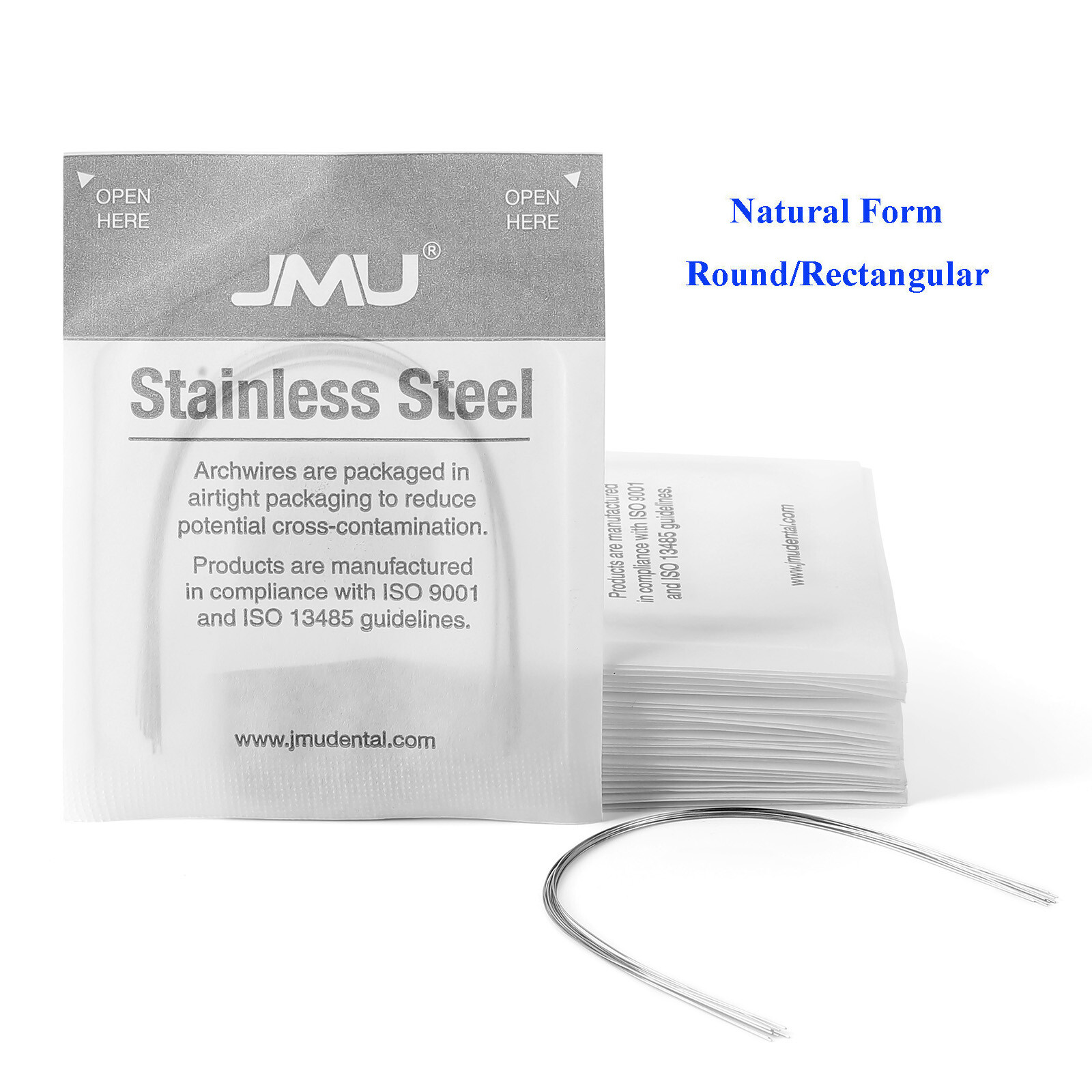 JMU 10PK Orthodontic Archwire Natural Stainless Steel Form Round Rectangular