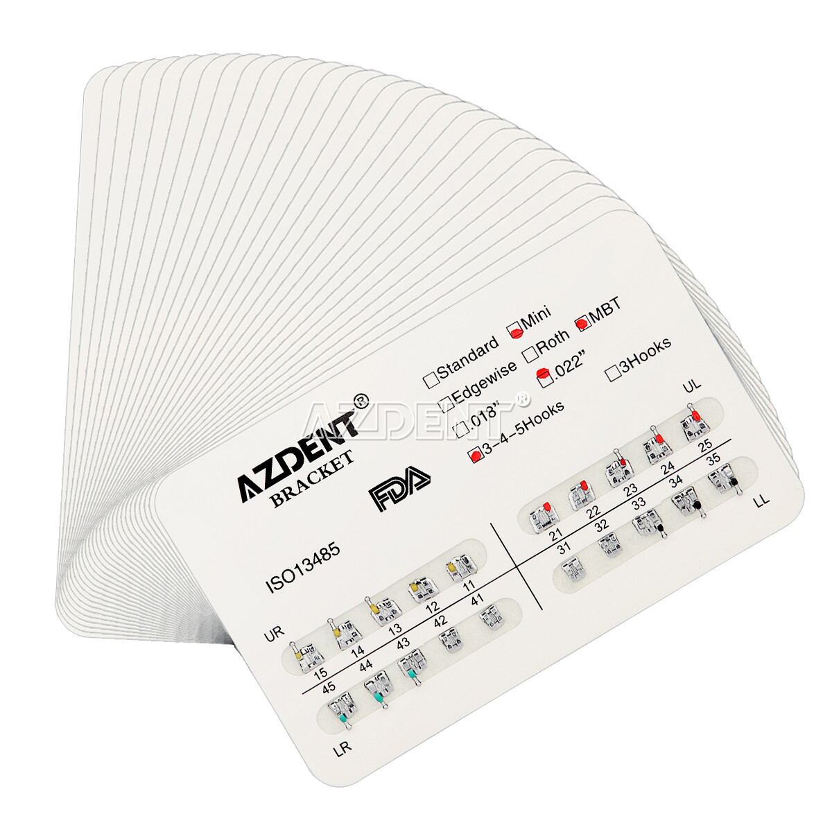 US AZDENT Dental Orthodontic Metal Brackets Braces Mini MBT.022 Hooks 3-4-5