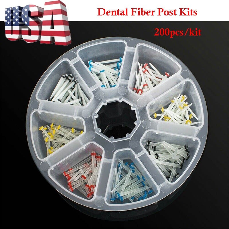 200 Pcs Dental Fiber Post Glass Quartz Teeth Restorative 1.2 1.4 1.6 1.8mm Posts