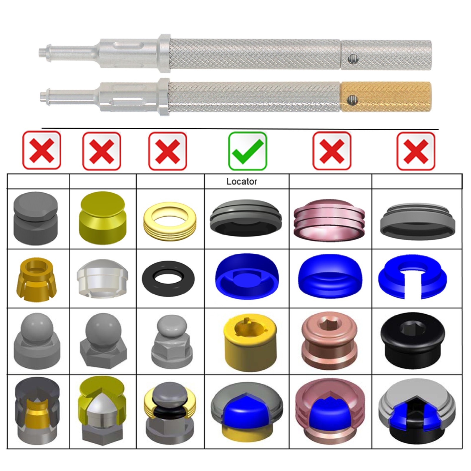 US Locator Abutment for Zimmer 3.5/4.5mm Retention Cap Inserts Tool 1.0-5.0mm GH