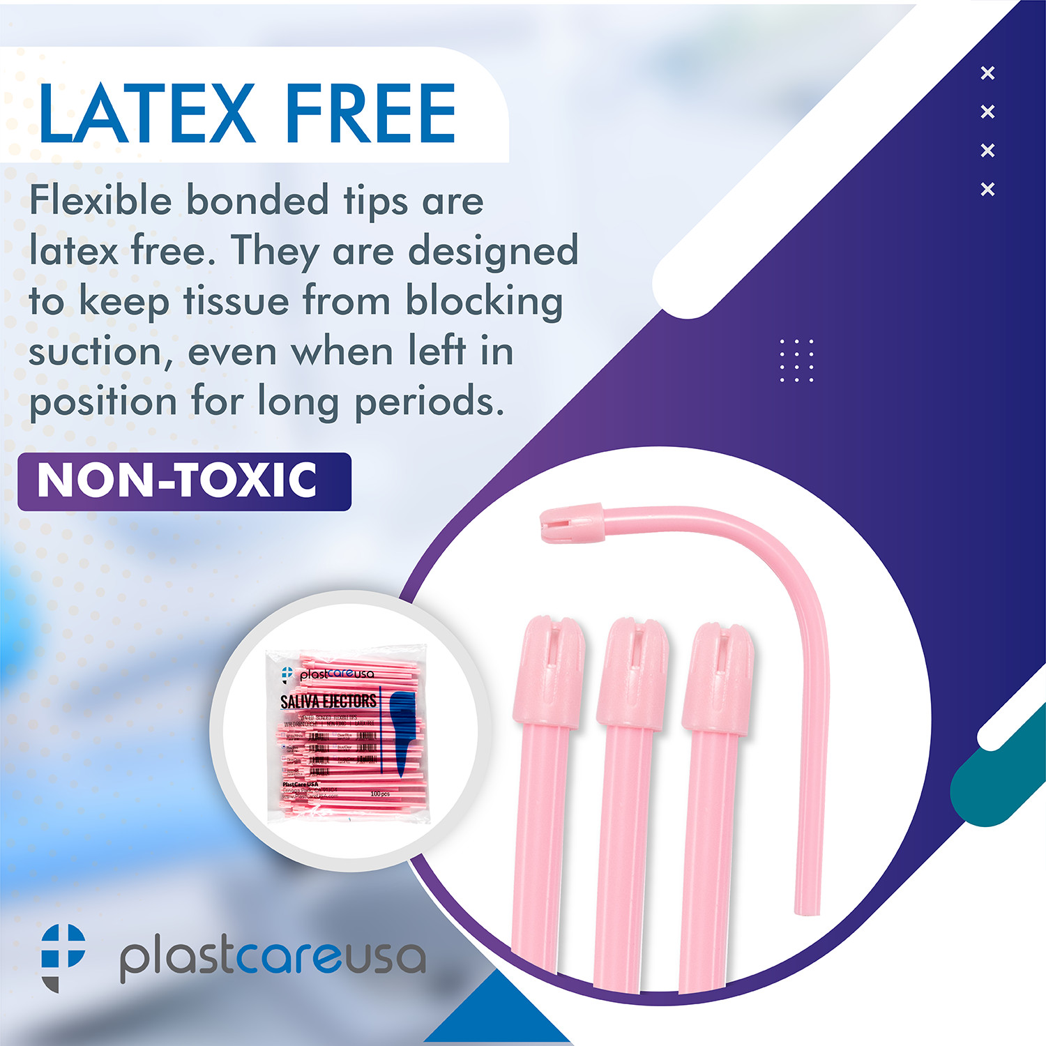 100 (1 Bag) Pink Dental Saliva Ejectors Ejector Disposable Suction Tips