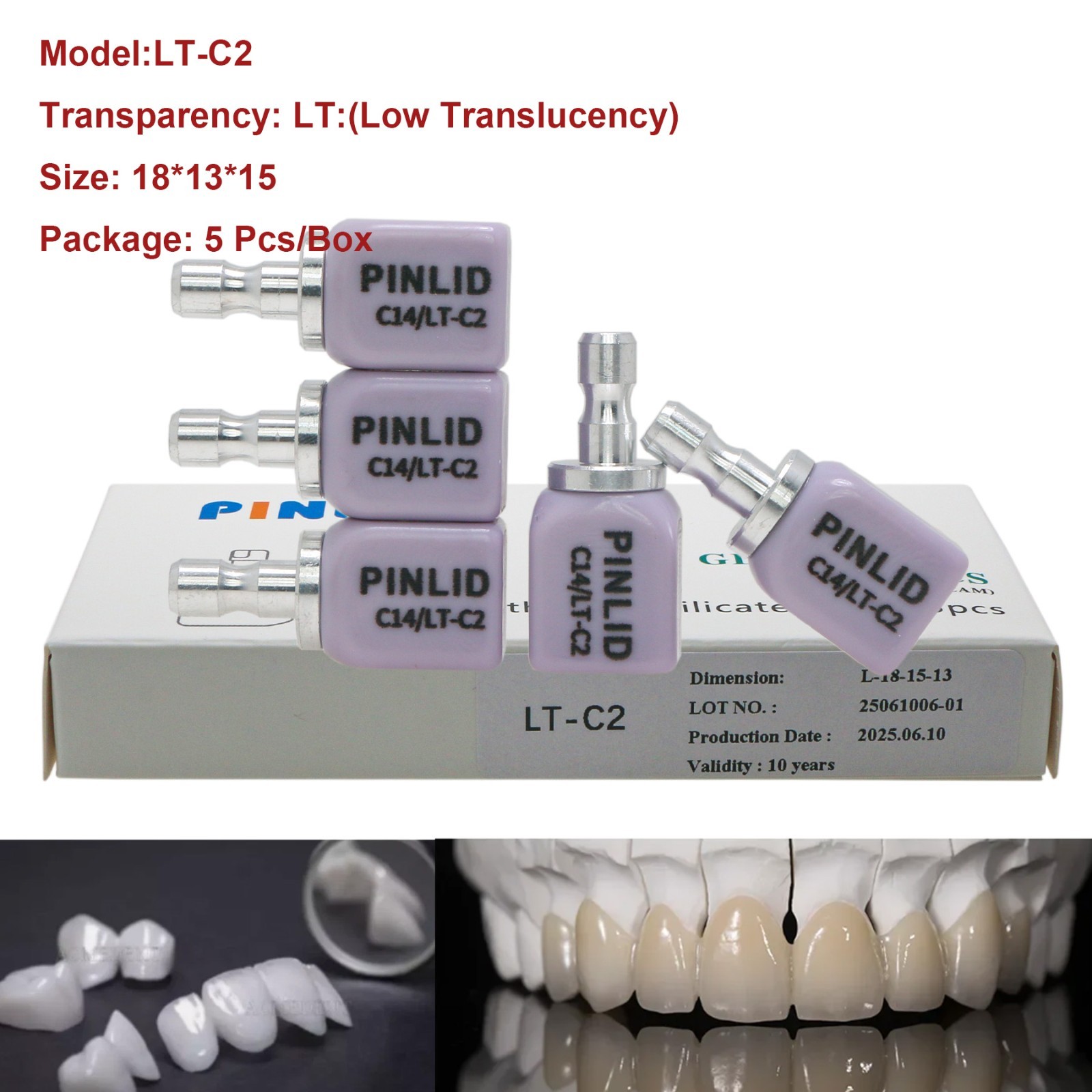 5Pcs LT C14 Dental Emax CAD CAM Glass Ceramic Blocks Lithium Disilicate CEREC