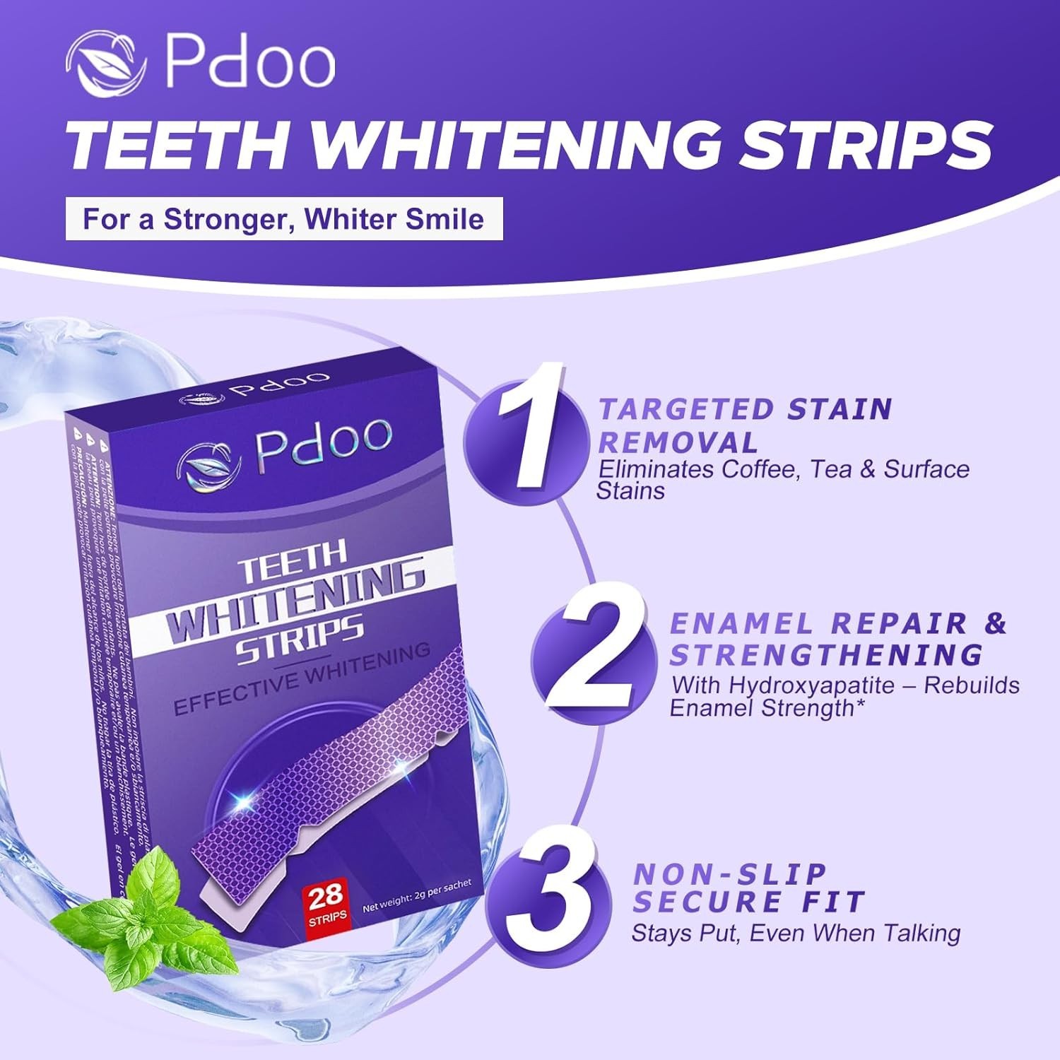 Purple Whitening Strips, 90-Day 28 Count (Pack of 1),