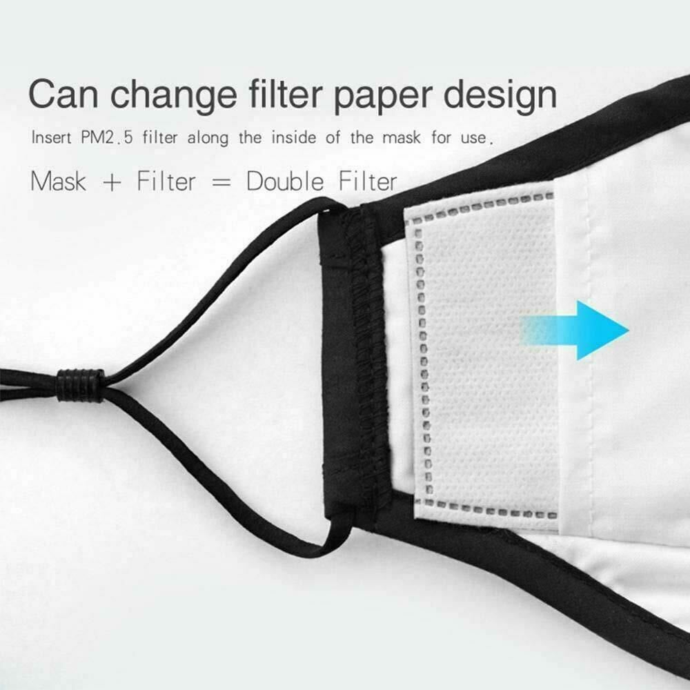 Unisex Reusable Soft Double Layer Washable Cotton Face Nose Mask with 12 Filters