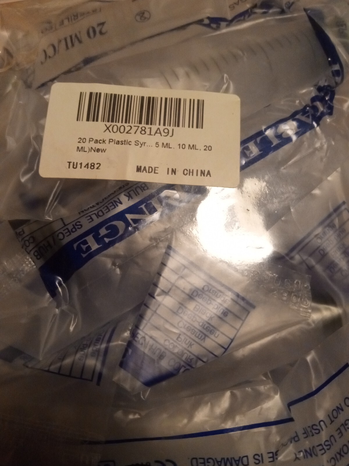 20Pcs Pack 5ml 10ml 15ml 20ml Disposable Drum Blunt Tip + Caps 4 Sizes Sealed