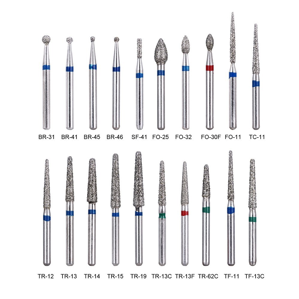 100pcs Dental Diamond Burs for High Speed Handpiece Medium 1.6mm Friction Grip