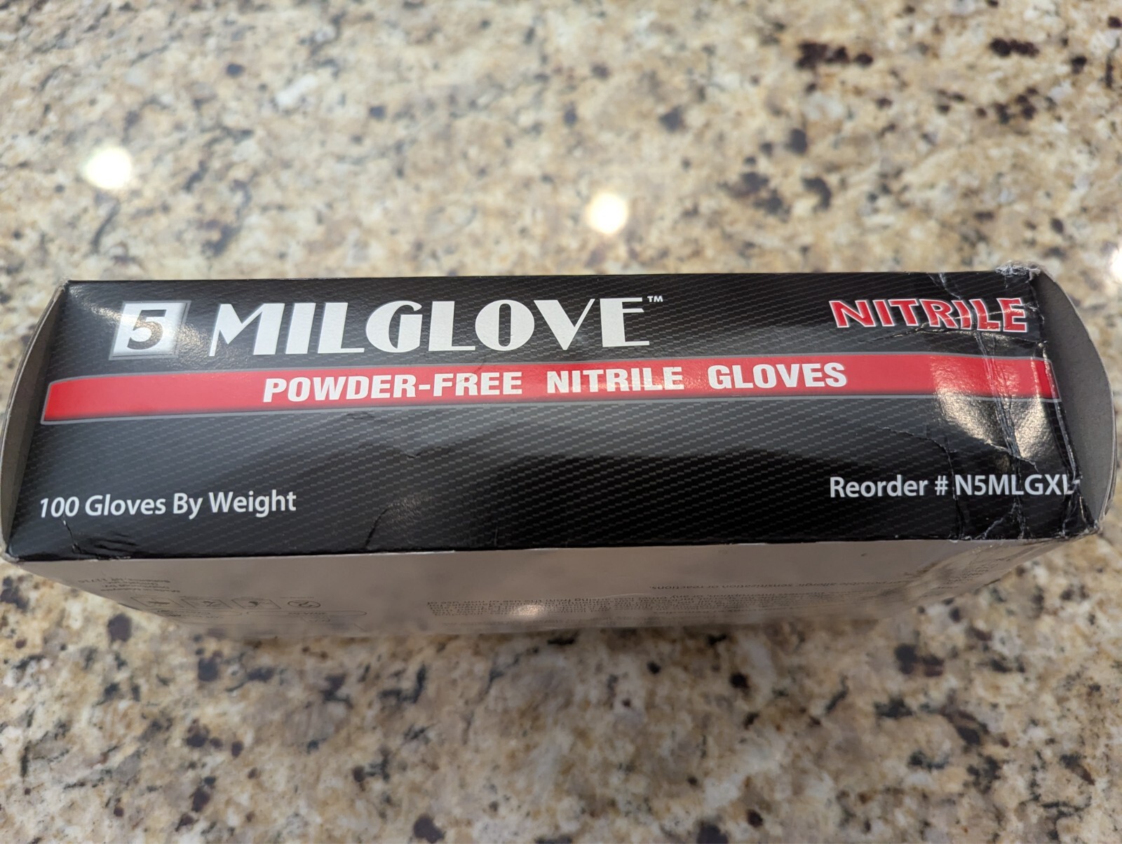 Milglove 5 Nitrile Powder-Free Gloves Industrial Grade N5MLGXL size XL 100 count