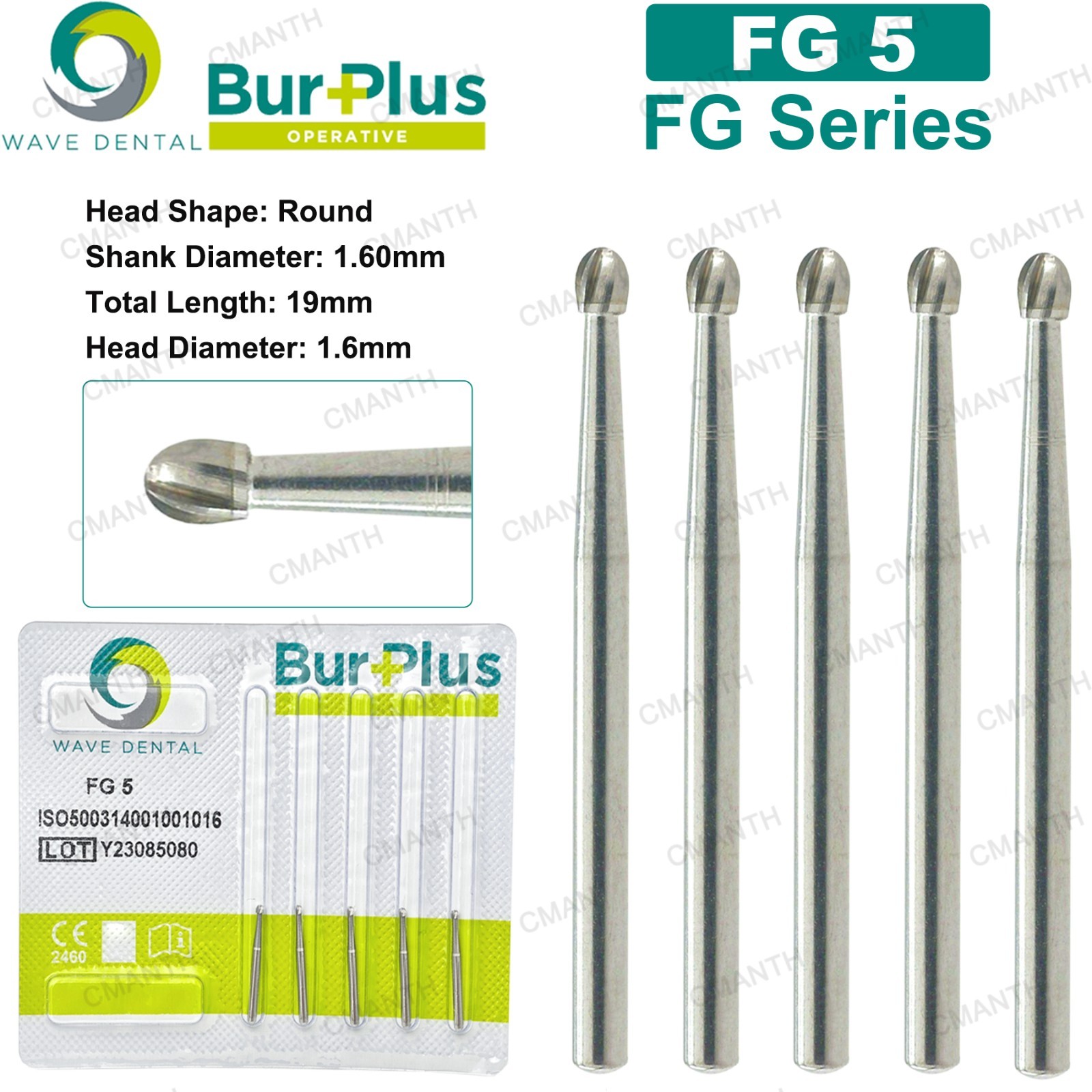 WAVE Dental Burs FG 1-10 Surgical Carbide Bur Friction Grip Round For High Speed