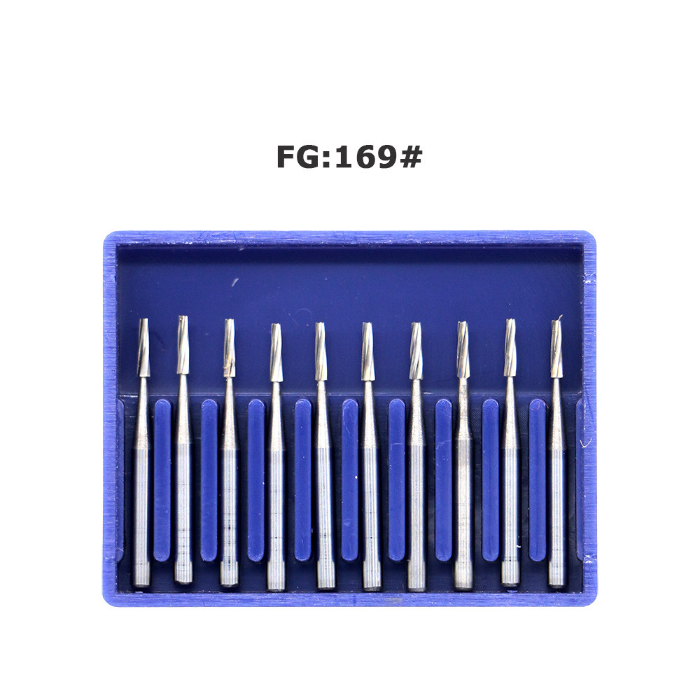 10 pcs Dental bur Carbide Burs FG169 Friction Grip For high speed handpiece US