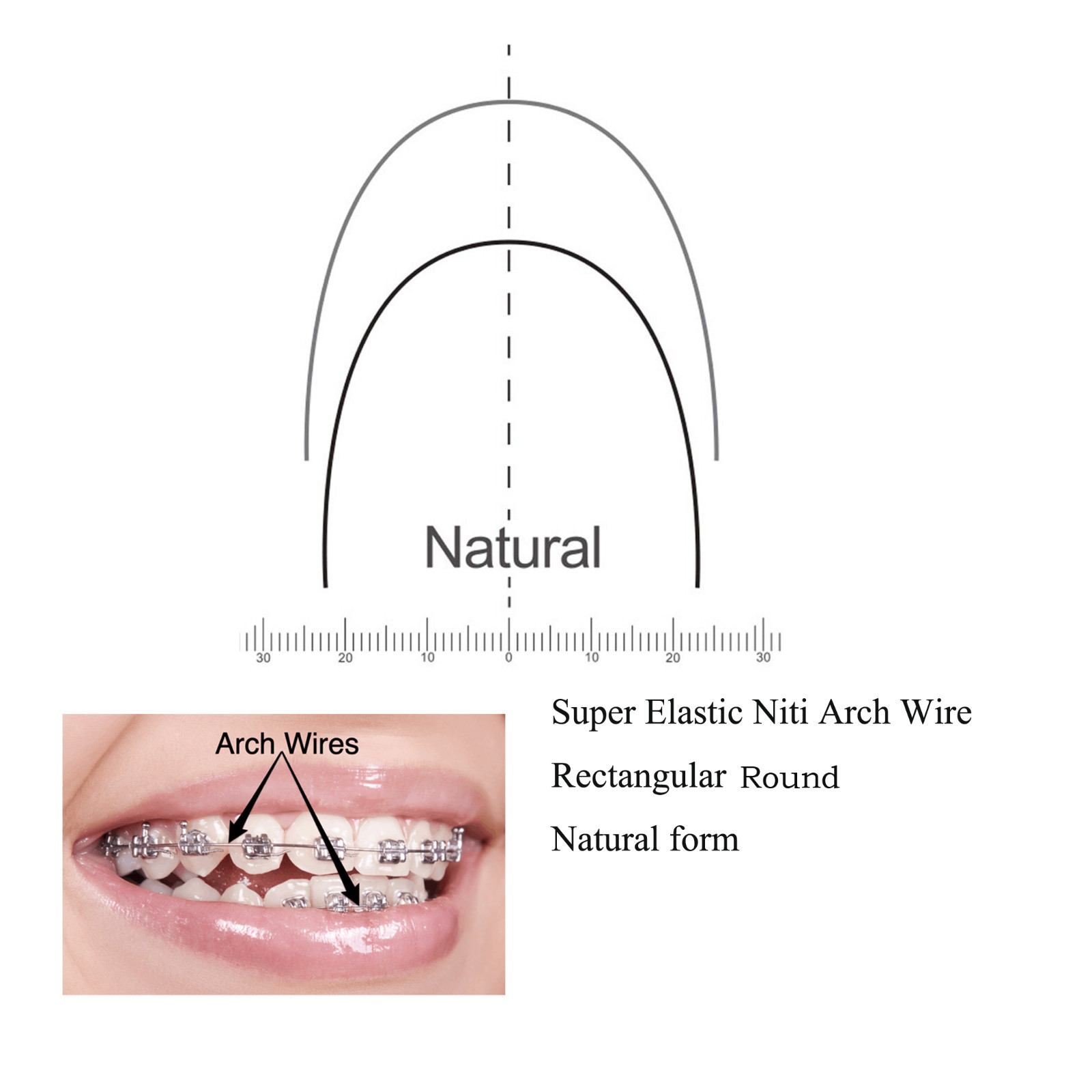 Dental Orthodontic Arch Wire Ligature Ties Niti Natural Brackets Rubber Bands