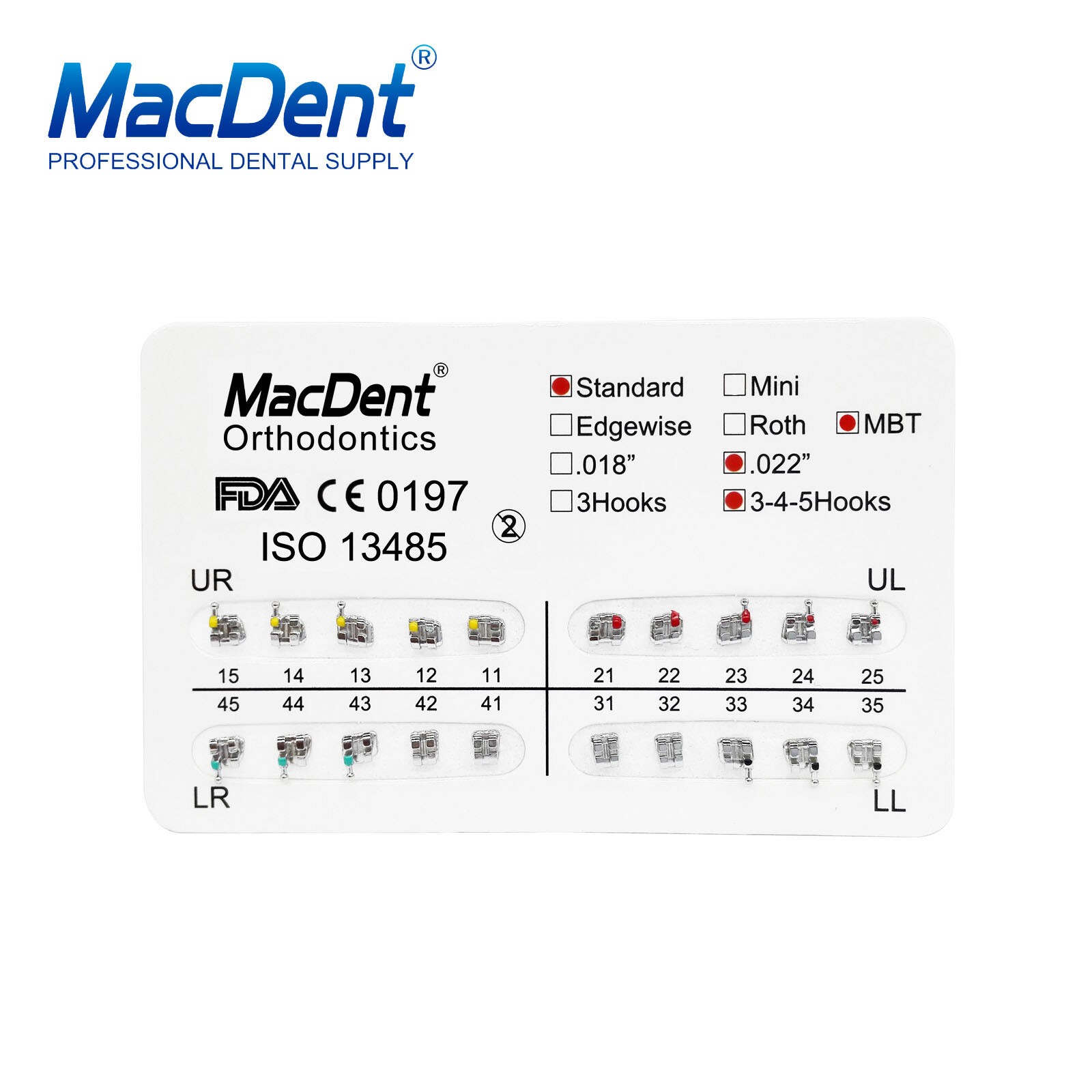 Dental Orthodontic Bracket Braces Roth/MBT 345 Hooks /Round Super Arch Wire Niti
