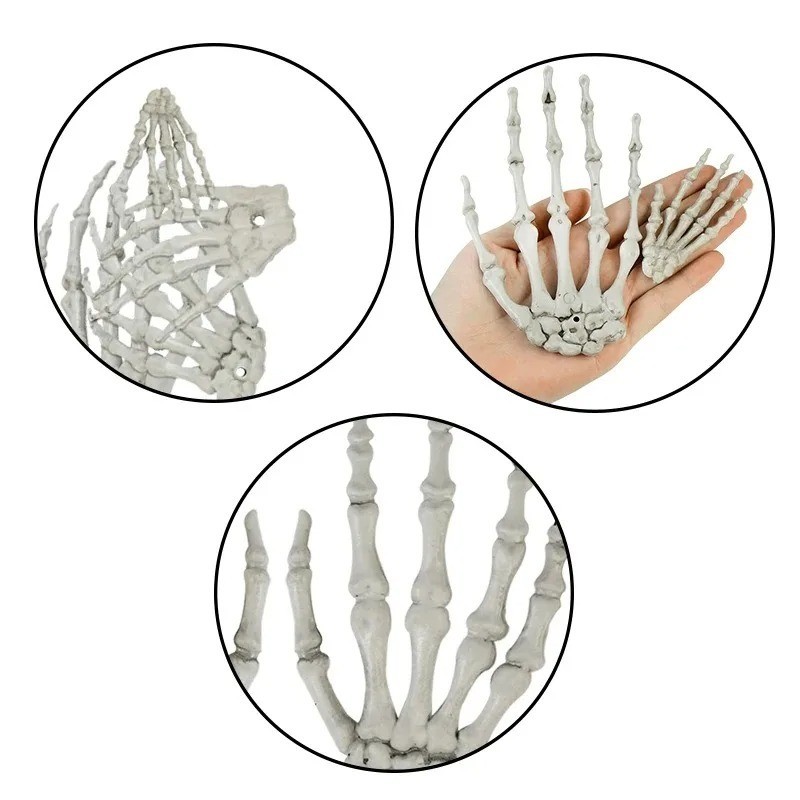 Halloween Skeleton Hand Scary Realistic Size Hand Bone Skull Decors Zombie Party