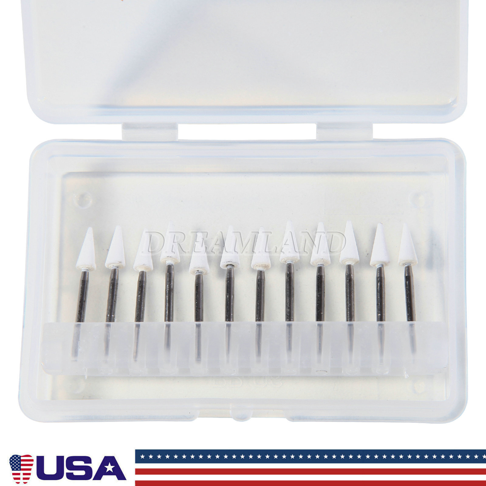 White Mounted Stone Bur FG CN1 (12 per box) Mounted Abrasion Point