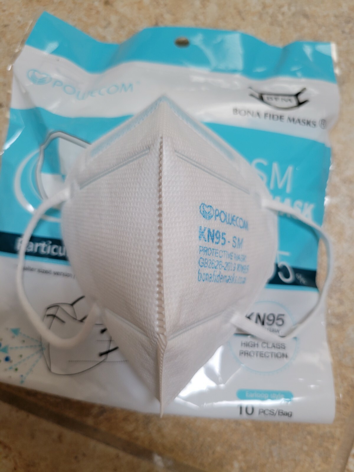 10 Pack POWECOM KN95 SM Small Children Kids Face Mask GB2626-2019 White n95