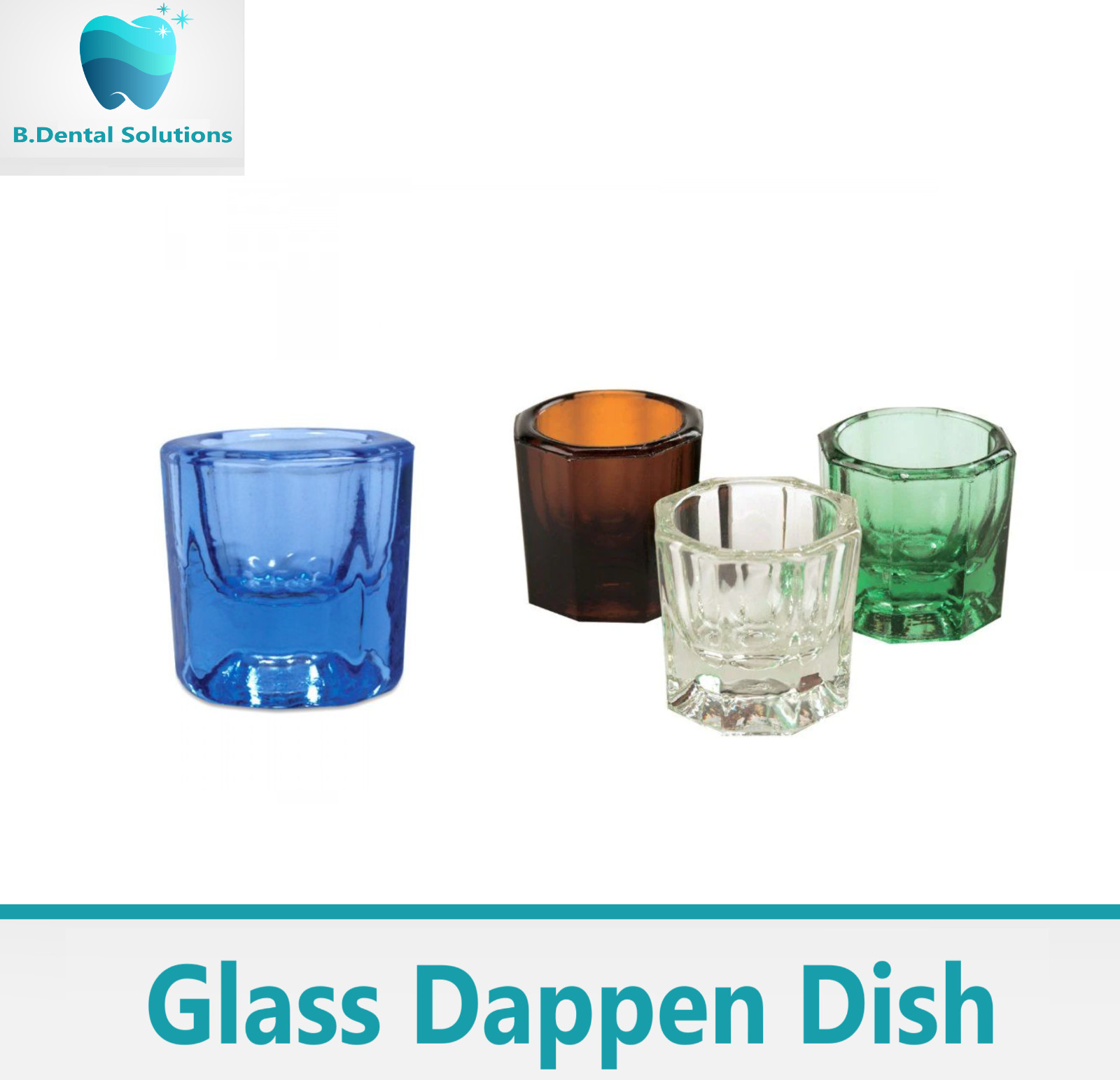 MARK3 Glass Dental Dappen Dish Mixing Cup Clear / Blue / Green / Amber, 1/Ea