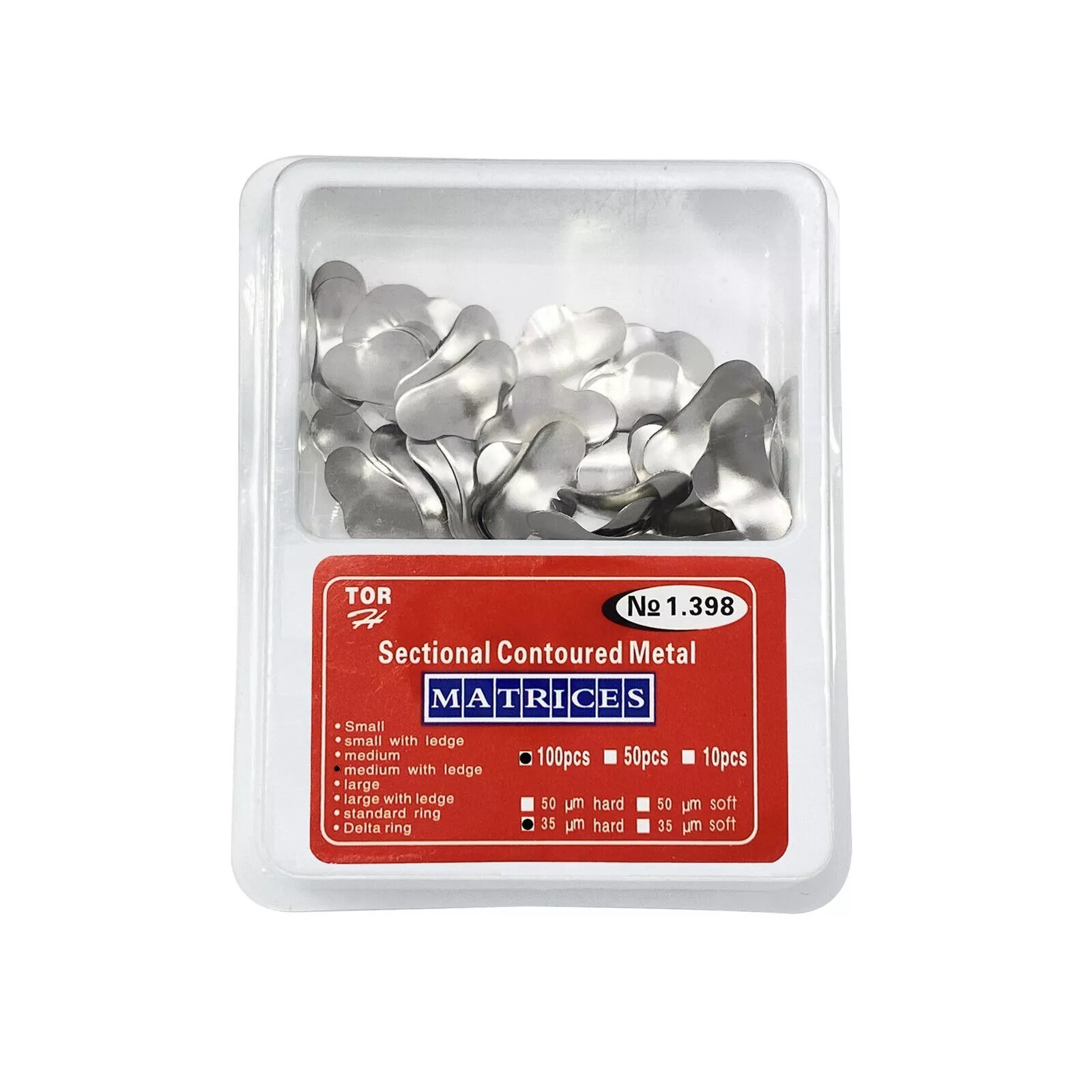 100 Pcs/Box Dental Metal Matrices Refill Matrix Band Sectional Contoured Ledge