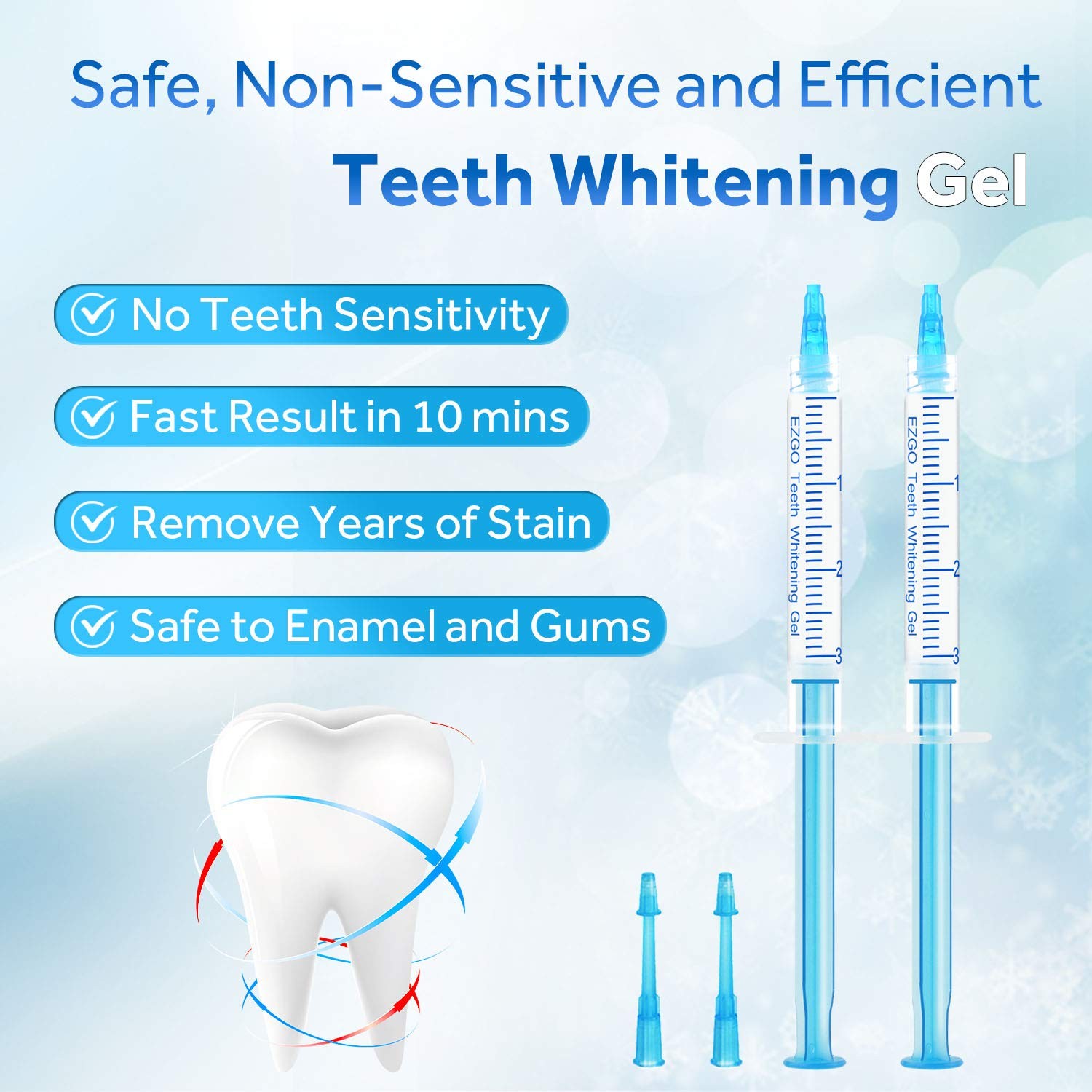 EZGO 10 Pack Teeth Whitening Gel Refills 22% Bleaching 0.1 Fl Oz (Pack of 10)